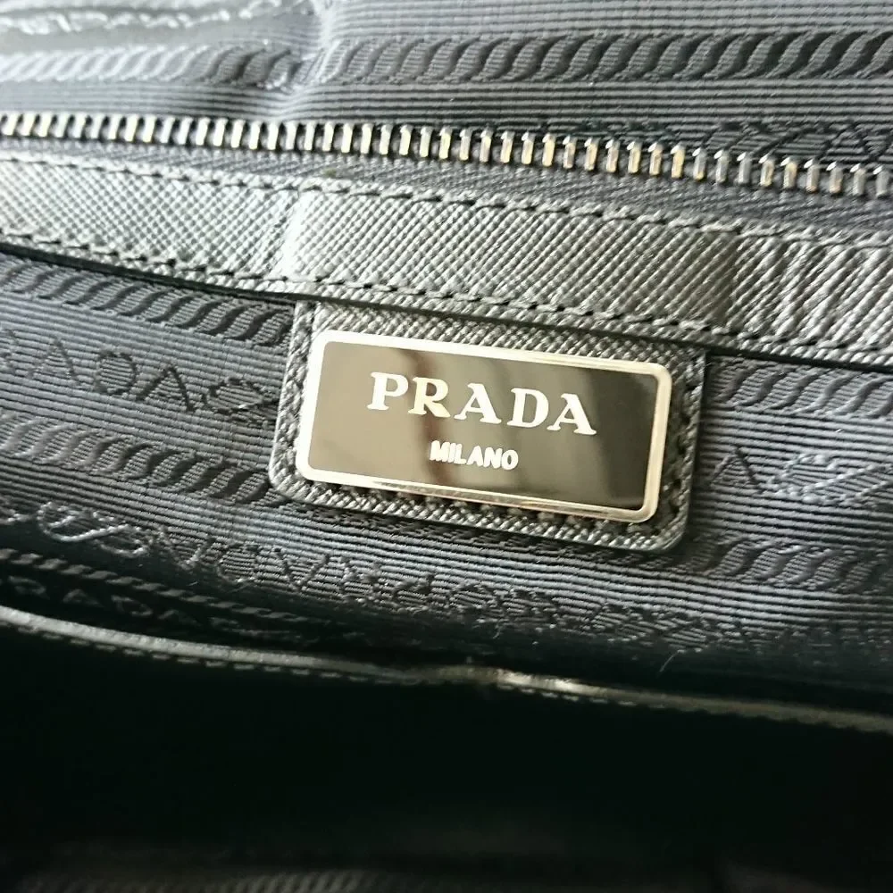 Prada black Nylon and Saffiano leather tote